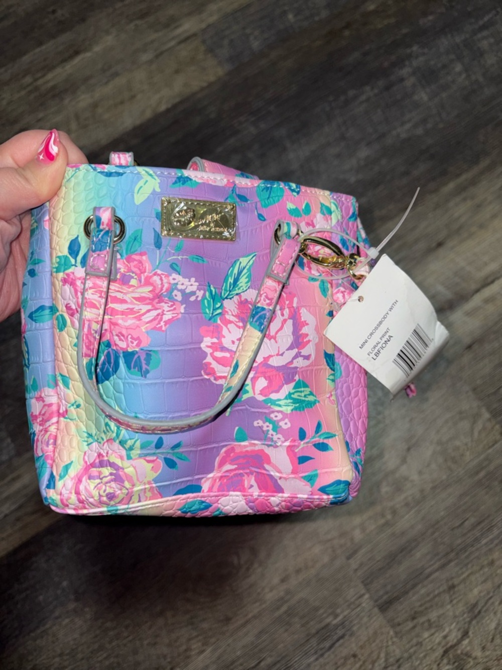Betsey Johnson Floral Mini Tote in Pink, Purple, Blue